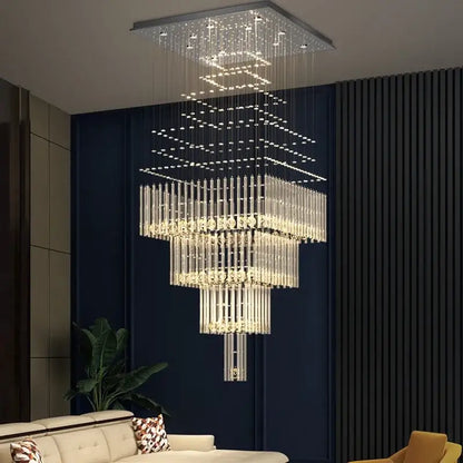 Modern multi tier crystal ceiling chandelier living room light