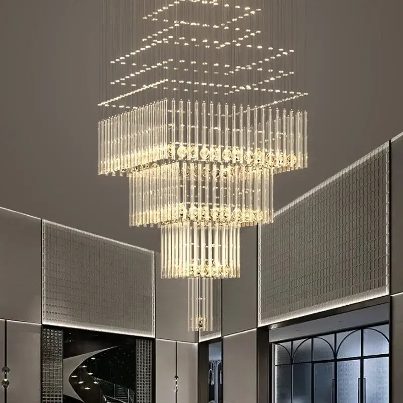 Modern multi tier crystal ceiling chandelier living room light