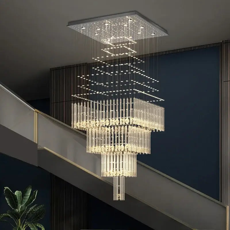 Modern multi tier crystal ceiling chandelier living room light