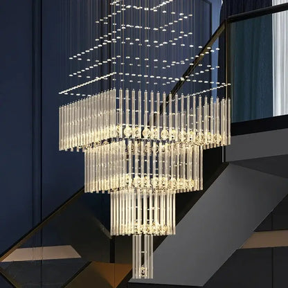 Modern multi tier crystal ceiling chandelier living room light