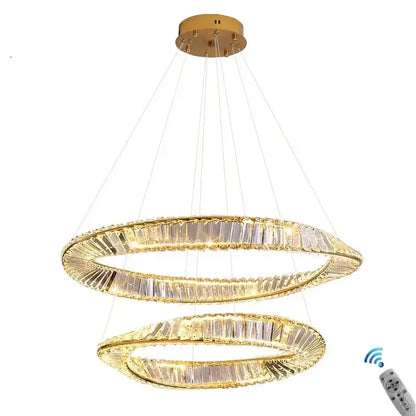Modern multi tier gold crystal led chandelier dining room