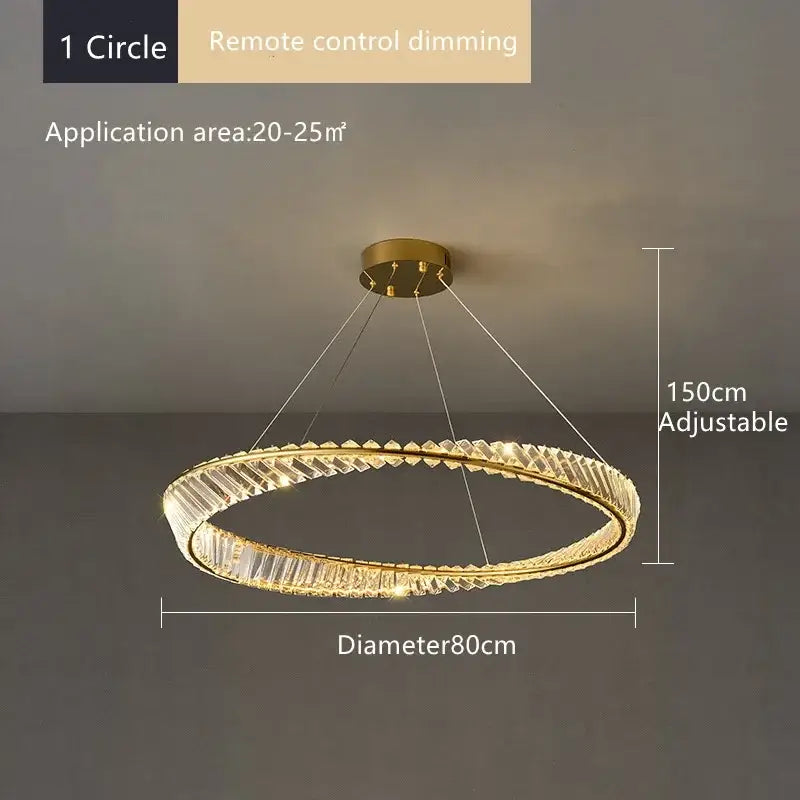 Modern multi tier gold crystal led chandelier dining room