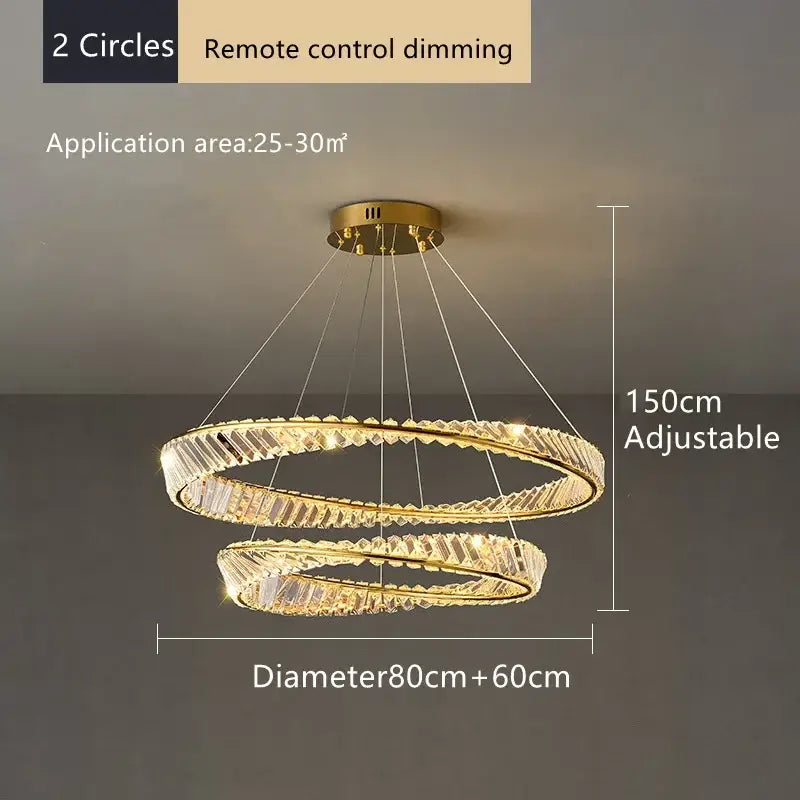 Modern multi tier gold crystal led chandelier dining room