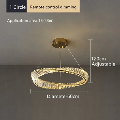 Modern multi tier gold crystal led chandelier dining room