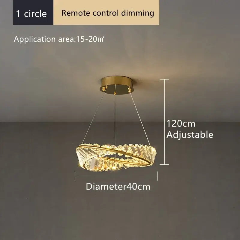 Modern multi tier gold crystal led chandelier dining room