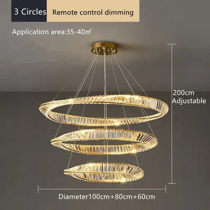 Modern multi tier gold crystal led chandelier dining room