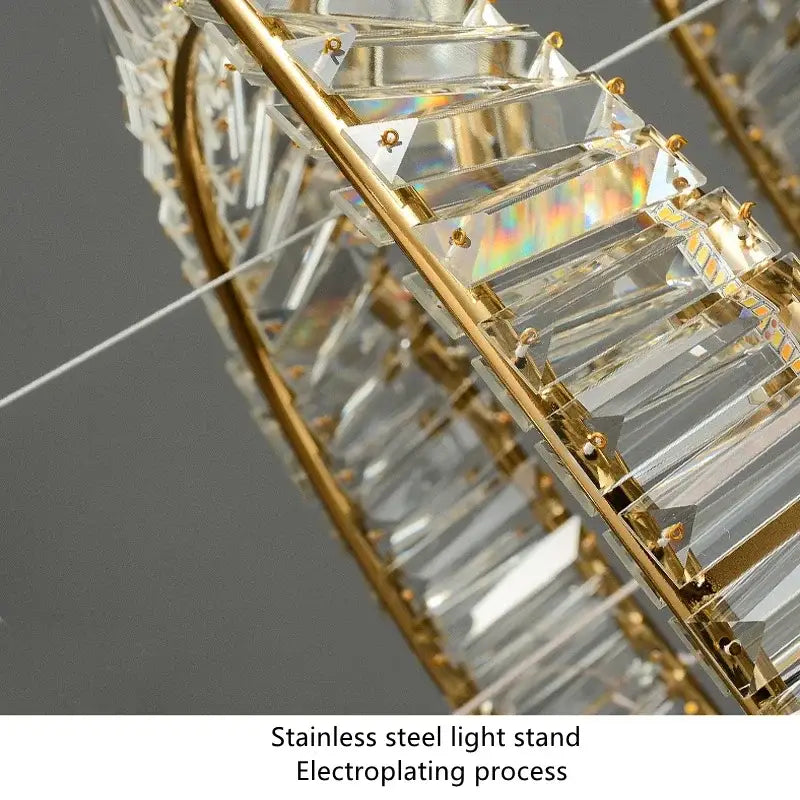 Modern multi tier gold crystal led chandelier dining room