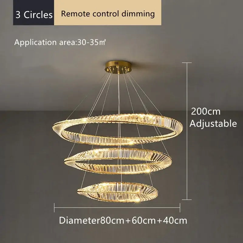 Modern multi tier gold crystal led chandelier dining room