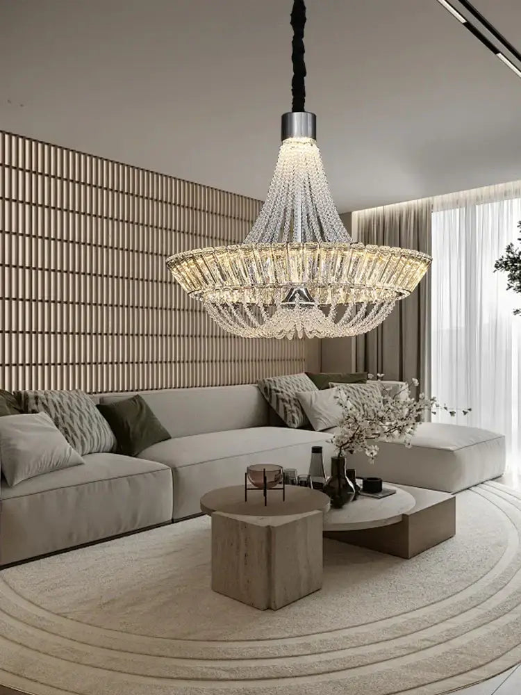 Modern multi tiered crystal ceiling chandelier living room light