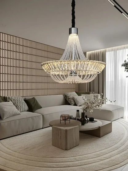 Modern multi tiered crystal ceiling chandelier living room light
