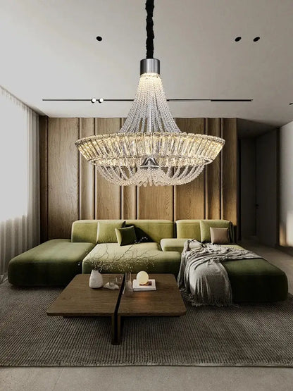 Modern multi tiered crystal ceiling chandelier living room light