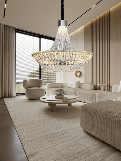 Modern multi tiered crystal ceiling chandelier living room light