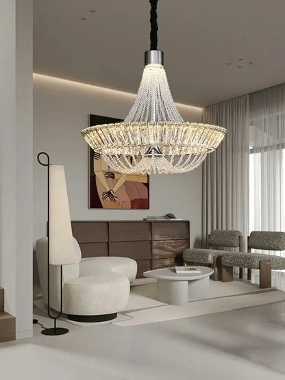 Modern multi tiered crystal ceiling chandelier living room light