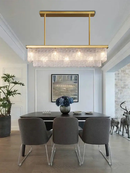 Modern multi tiered gold elegant crystal glass chandelier dining room