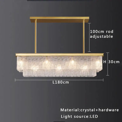 Modern multi tiered gold elegant crystal glass chandelier dining room