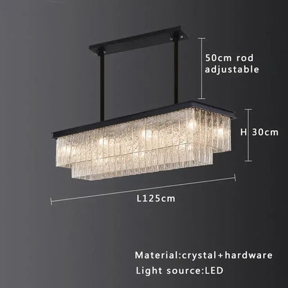 Modern multi tiered gold elegant crystal glass chandelier dining room