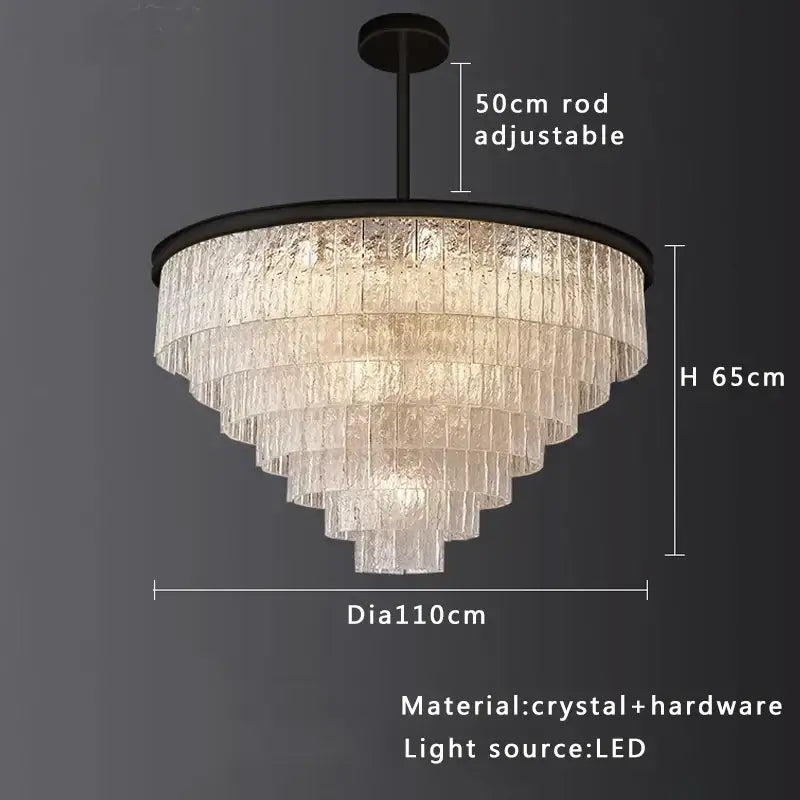 Modern multi tiered gold elegant crystal glass chandelier dining room