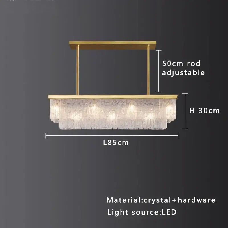 Modern multi tiered gold elegant crystal glass chandelier dining room