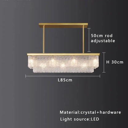 Modern multi tiered gold elegant crystal glass chandelier dining room