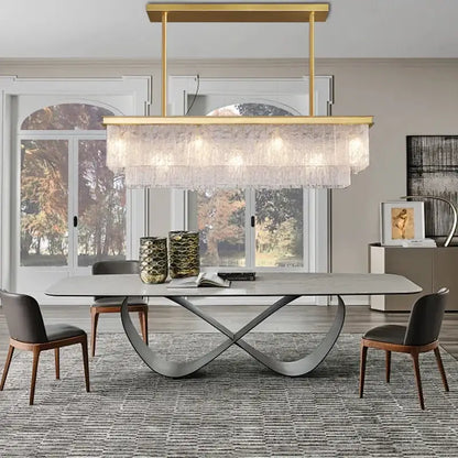 Modern multi tiered gold elegant crystal glass chandelier dining room