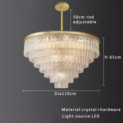 Modern multi tiered gold elegant crystal glass chandelier dining room