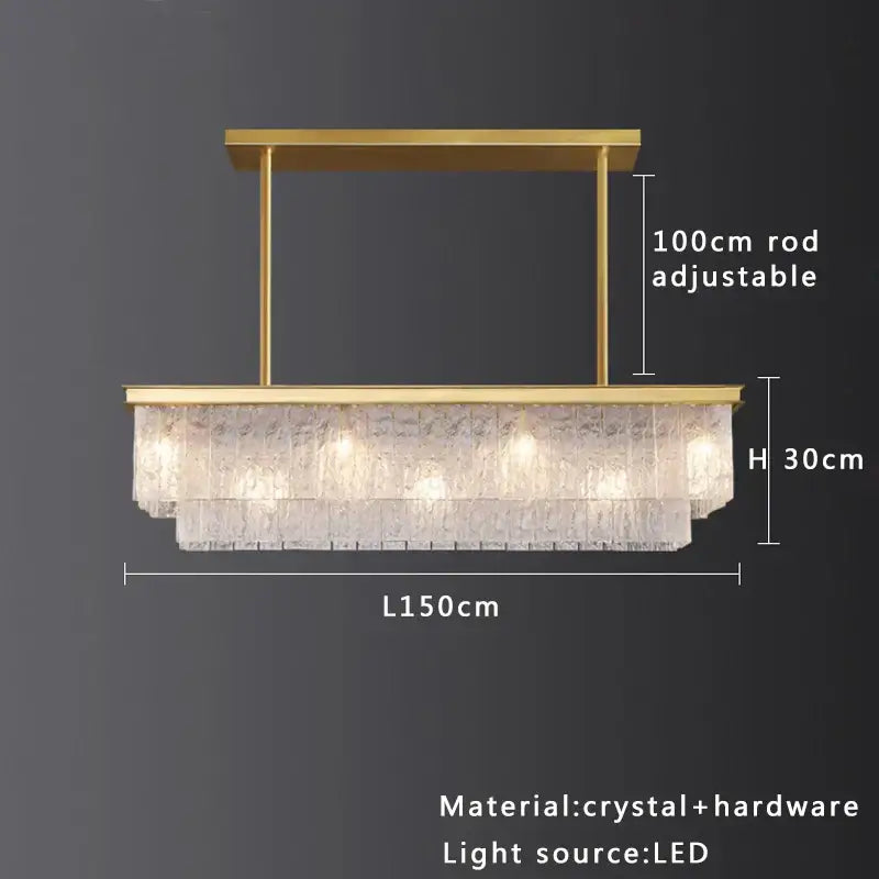 Modern multi tiered gold elegant crystal glass chandelier dining room