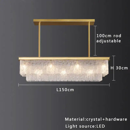 Modern multi tiered gold elegant crystal glass chandelier dining room