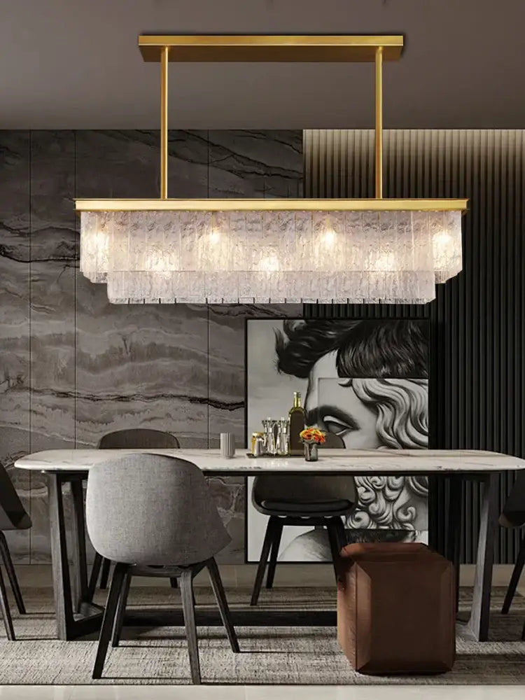 Modern multi tiered gold elegant crystal glass chandelier dining room