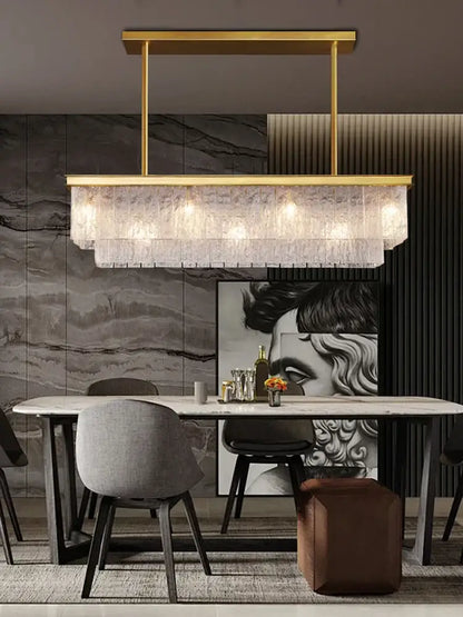 Modern multi tiered gold elegant crystal glass chandelier dining room