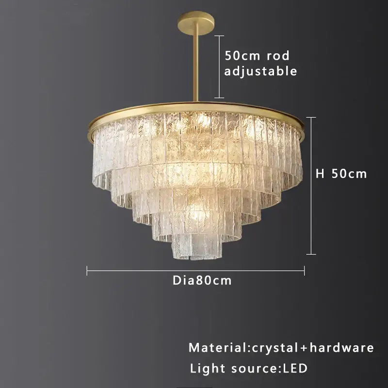 Modern multi tiered gold elegant crystal glass chandelier dining room