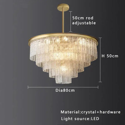 Modern multi tiered gold elegant crystal glass chandelier dining room