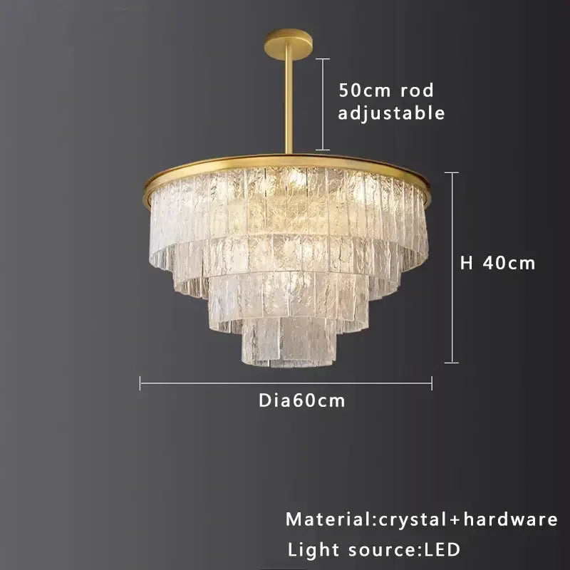 Modern multi tiered gold elegant crystal glass chandelier dining room
