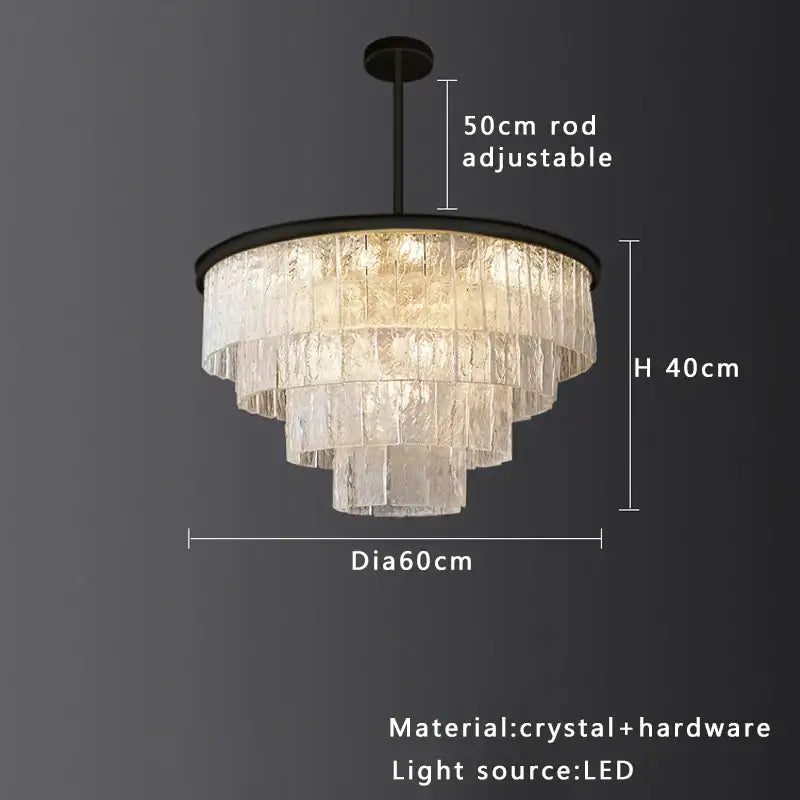 Modern multi tiered gold elegant crystal glass chandelier dining room