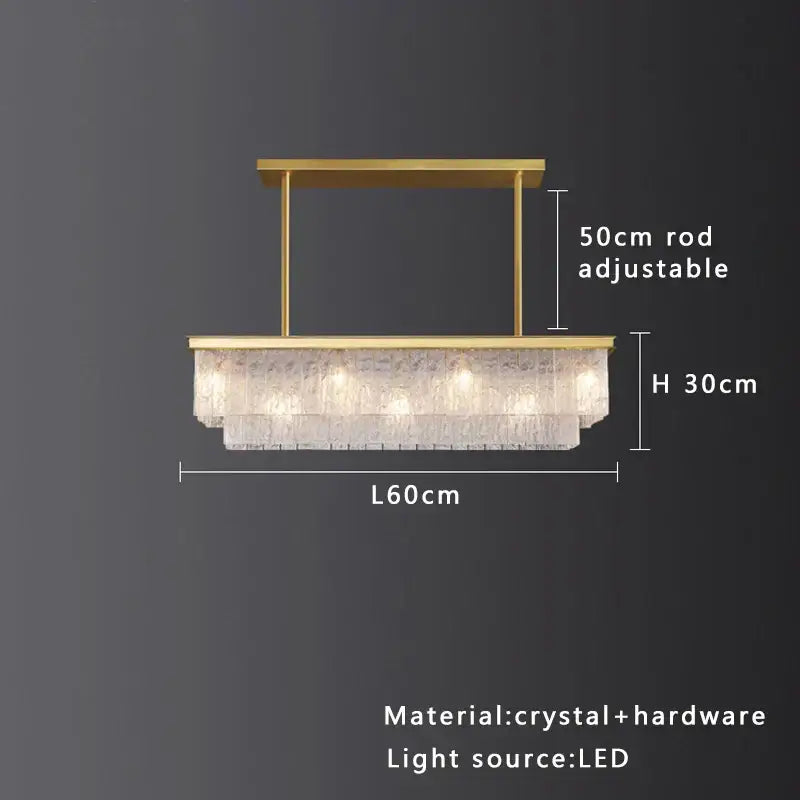 Modern multi tiered gold elegant crystal glass chandelier dining room