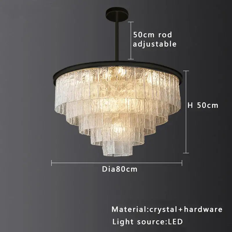 Modern multi tiered gold elegant crystal glass chandelier dining room