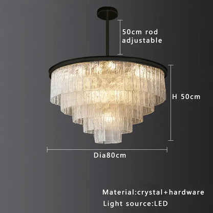 Modern multi tiered gold elegant crystal glass chandelier dining room