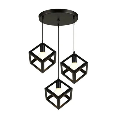 Modern multicolor geometric cube pendant lights set kitchen decor