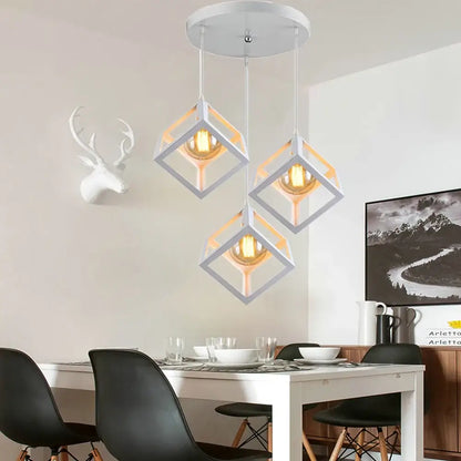 Modern multicolor geometric cube pendant lights set kitchen decor