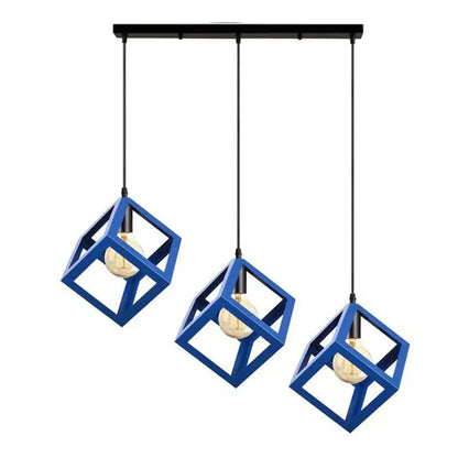 Modern multicolor geometric cube pendant lights set kitchen decor
