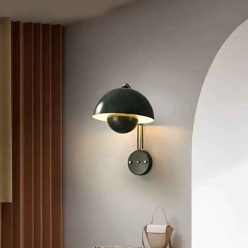 Modern mushroom wall lamp set bedroom brass base type finish