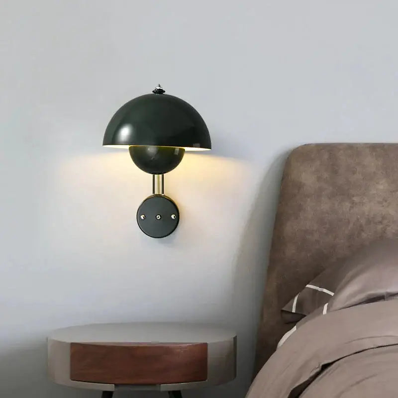 Modern mushroom wall lamp set bedroom brass base type finish