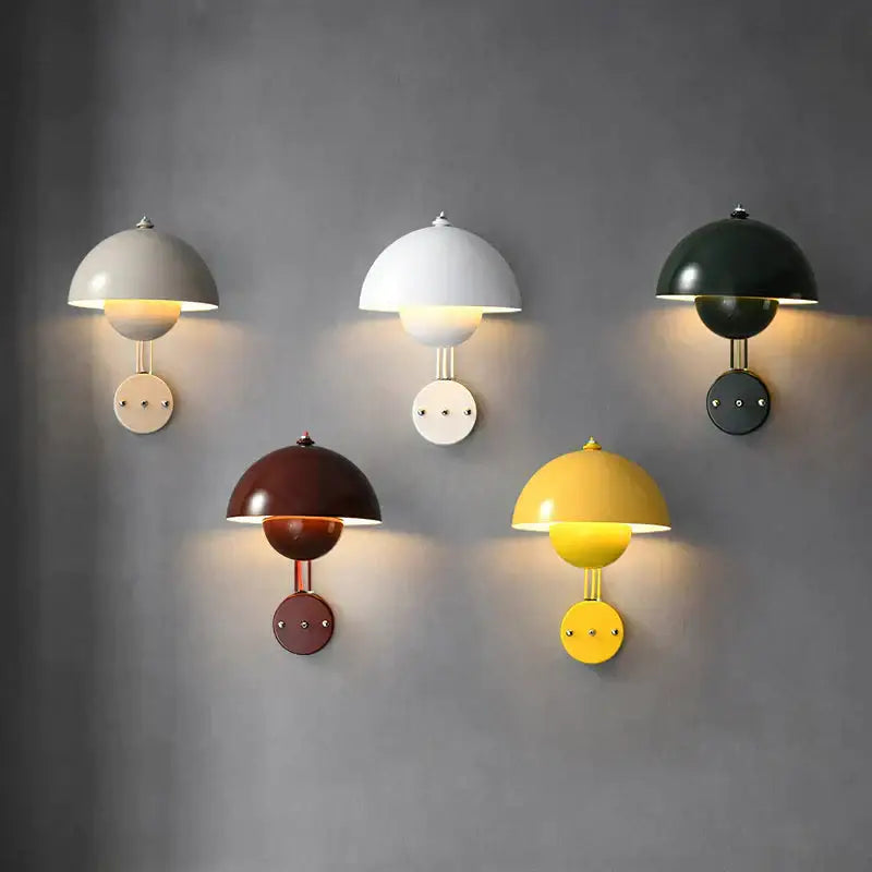 Modern mushroom wall lamp set bedroom brass base type finish