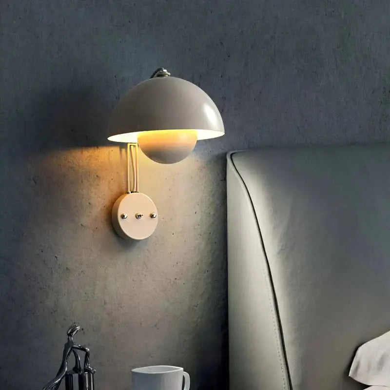 Modern mushroom wall lamp set bedroom brass base type finish