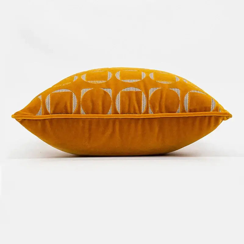 Modern mustard and silver geometric jacquard pillow cover living room