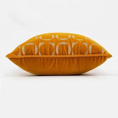 Modern mustard and silver geometric jacquard pillow cover living room