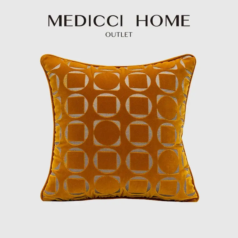 Modern mustard and silver geometric jacquard pillow cover living room