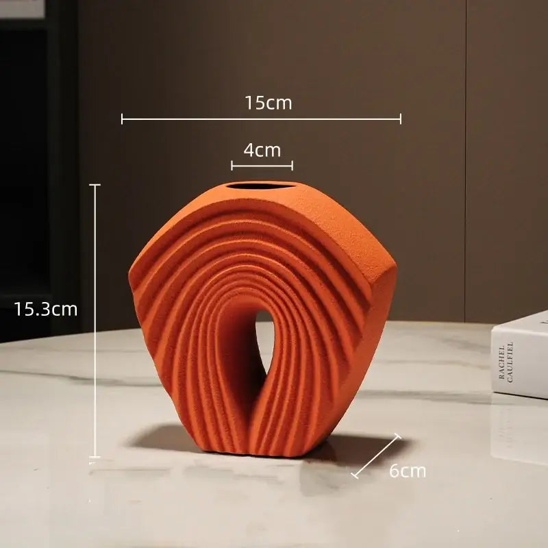 Modern mustard yellow geometric folds ceramic vase living room decor