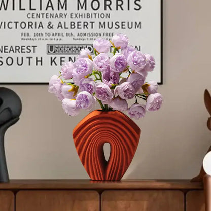 Modern mustard yellow geometric folds ceramic vase living room decor