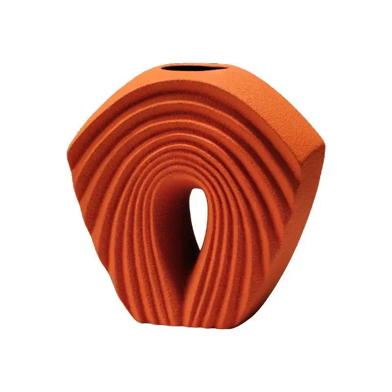 Modern mustard yellow geometric folds ceramic vase living room decor