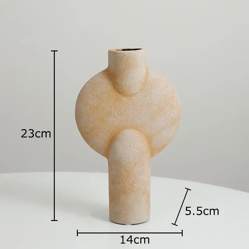 Modern muted tones ceramic disc vase set living room decor